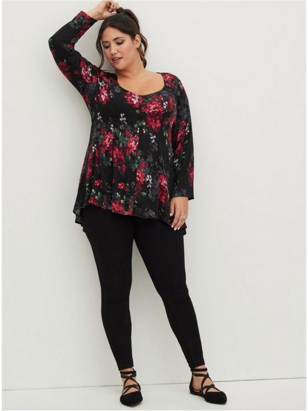 TORRID Stella Fit & Flare Button-Front Tunic Top 2X